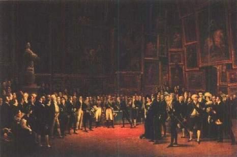 官方画展的新角色：法国国王查理十世在 1824 年巴黎沙龙画展上指示展品的布置 · 海姆画